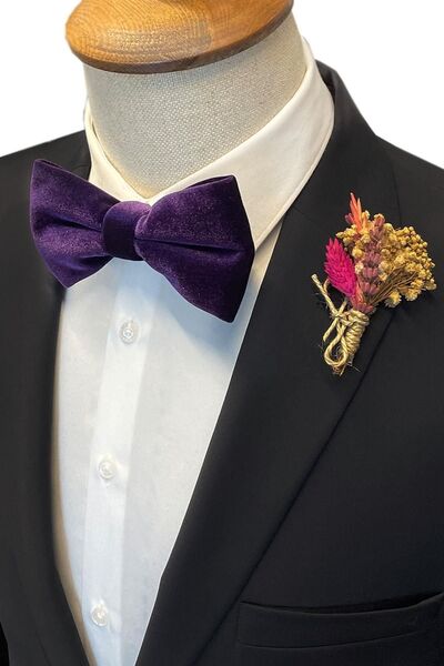 Kravatkolik Purple Velvet Plain Bow Tie P1704