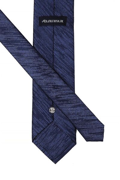 Kravatkolik Men's Navy Blue Motif Pattern Classic Necktie with Handkerchief Kk10529