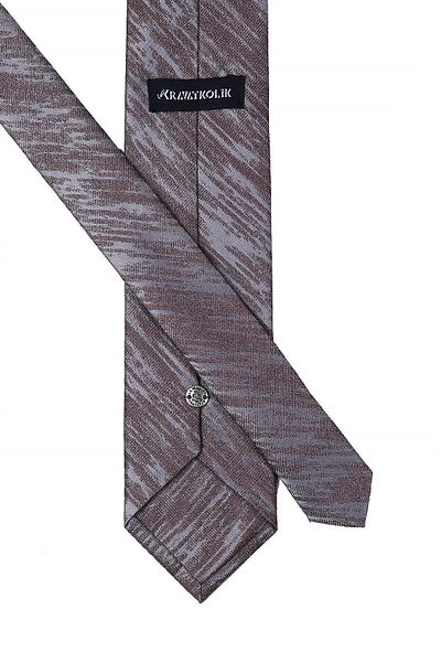 Kravatkolik Classic Tie with Gray Motif Pattern Handkerchief Kk10527
