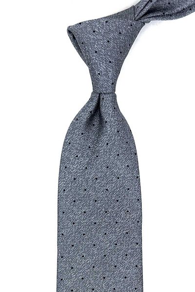 Kravatkolik Gray Polka Dot Pattern Classic Necktie with Handkerchief KK12326