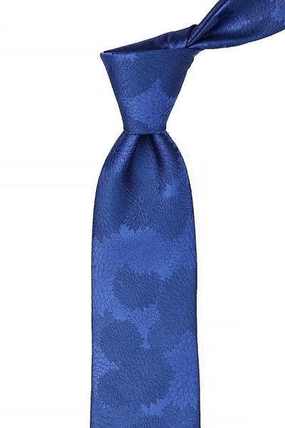 Kravatkolik Men's Blue Flower Pattern Classic Necktie with Handkerchief Kk10472