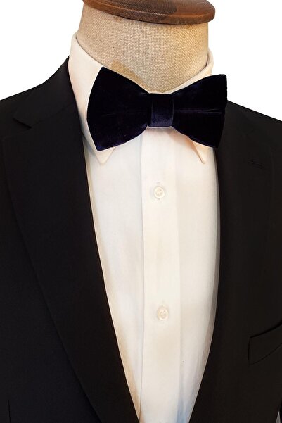 La Pescara Navy Blue Velvet Bow Tie P496