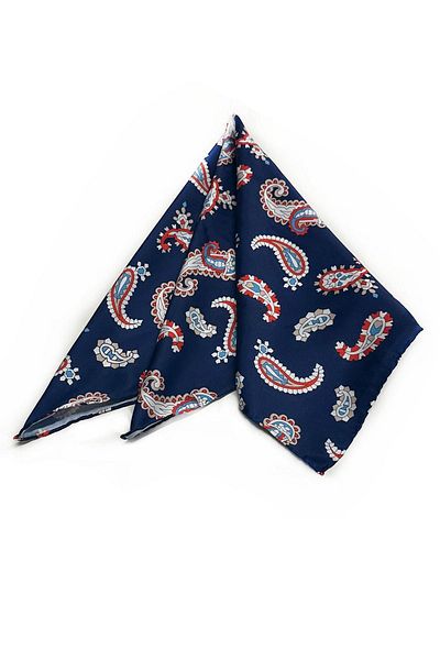 La Pescara Navy Blue Shawl Pattern Scarf Bandana 55-55 cm KDNF10
