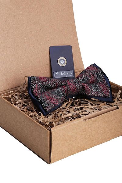 Kravatkolik Men's Black Multicolor Shawl Pattern Bow Tie P1303