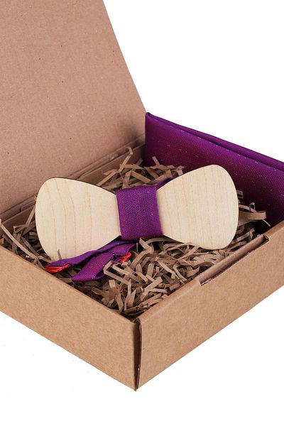 Kravatkolik Purple Wooden Bow Tie Ahp427