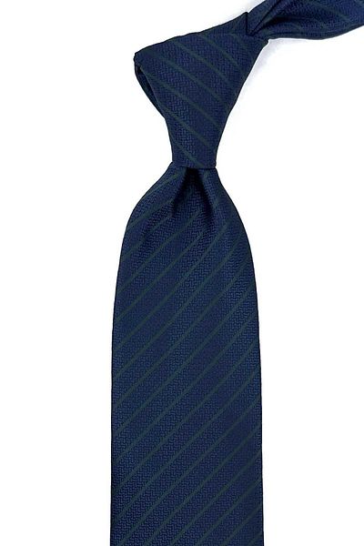 Kravatkolik Navy Blue Line Pattern Classic Necktie with Handkerchief KK12327