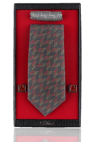 La Pescara Сірий італійський шовковий краватка, хустинка, запонка, подарунок на День закоханих Sks56