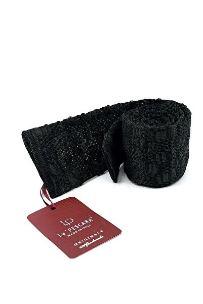 La Pescara Black - Green Motif Pattern Knitted Tie KIR8360