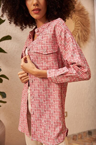 Orfeo Negro Geometric Patterned Double Pocket Shirt Jacket