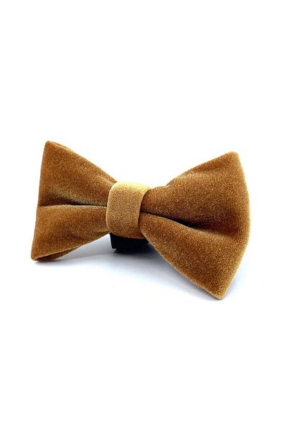 Kravatkolik Mustard Velvet Plain Bow Tie P1705