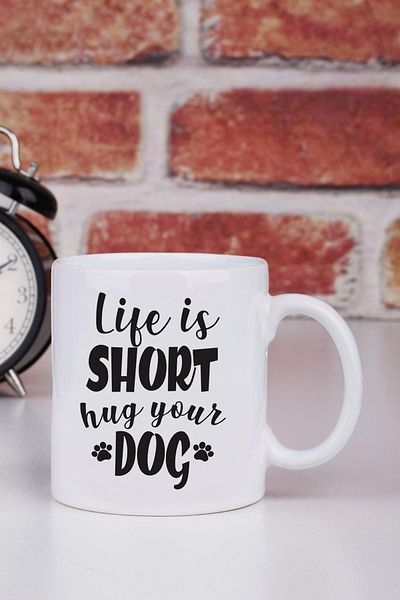 Kravatkolik Life Is Short Hug Your Dog Printed Mug