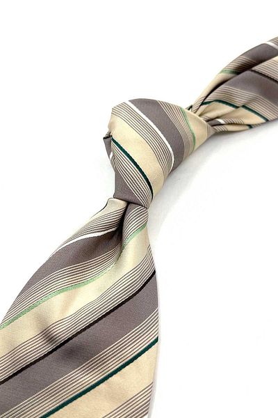 Kravatkolik Italian Silk Tie - Cream Line Pattern, IK1627