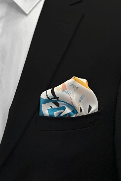 La Pescara White Motif Pattern Men's Pocket Handkerchief Sps574-28