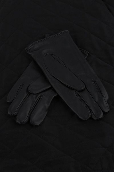 Kravatkolik Black Plain Genuine Leather Men's Gloves El33