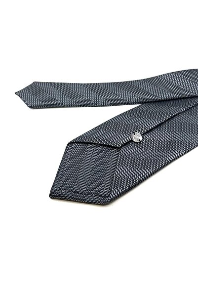 Kravatkolik Classic Necktie with Gray Line Pattern Handkerchief KK12432