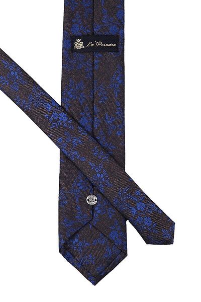 Kravatkolik Brown Flower Pattern Classic Tie with Handkerchief Kk10141