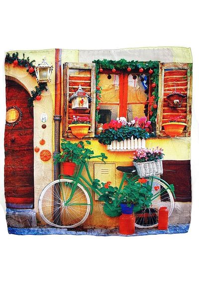 Kravatkolik Multicolored Bicycle Motif Men's Pocket Handkerchief SPS593-65