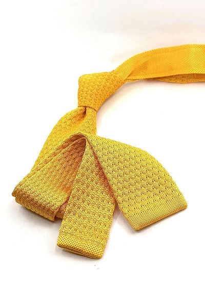 Kravatkolik Yellow Plain Knitted Tie ORN8330