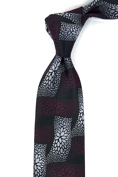 Kravatkolik Black Motif Pattern Classic Tie with Handkerchief KK12052