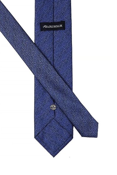 Kravatkolik Classic Tie with Blue Sand Pattern Handkerchief Kk10604