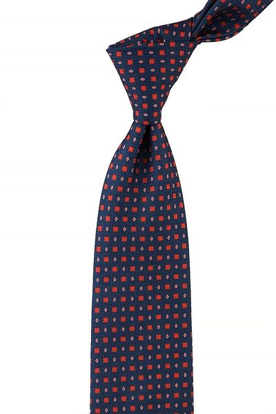 Kravatkolik Men's Navy Blue Small Pattern Classic Tie with Handkerchief Kk10707
