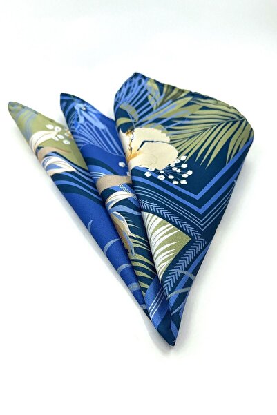 La Pescara Синя квадратна квіткова візерункова чоловіча кишенькова хустинка Sps558-34