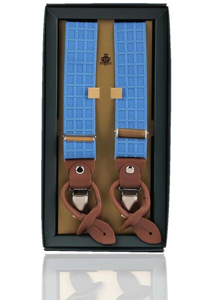 Kravatkolik Синій шкіряний ремінь з отворами для ґудзиків PAN158