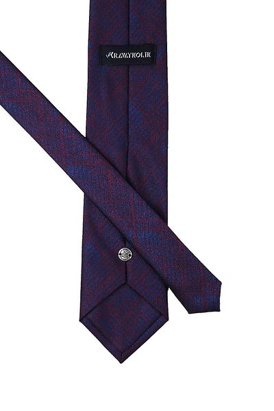 Kravatkolik Navy Blue Classic Tie with Self Pattern Handkerchief Kk10234
