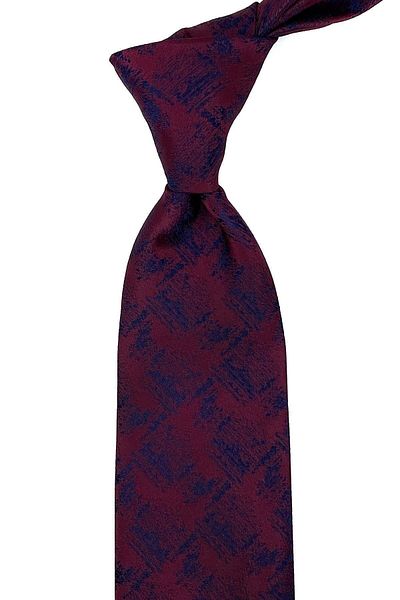 Kravatkolik Claret Red Motif Pattern Classic Tie with Handkerchief