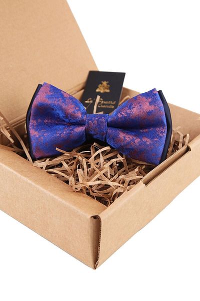 Kravatkolik Men's Blue Self Pattern Bow Tie P1425