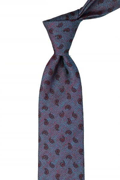 Kravatkolik Green - Red Shawl Pattern Classic Tie with Handkerchief Kk10399