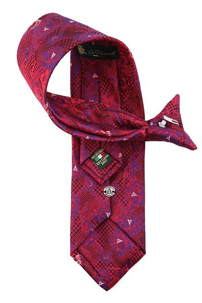Kravatkolik Red Flower Pattern Clip Tie KLP368