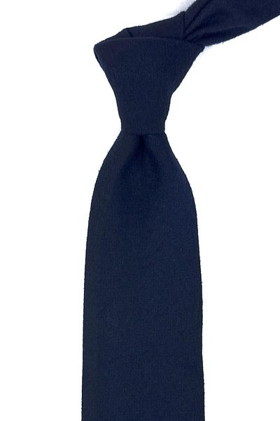 Kravatkolik Navy Blue Plain Pattern Classic Wool Tie with Handkerchief KK12098