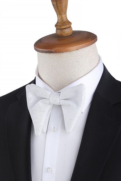 Kravatkolik White Glitter Large Groom's Suit Bow Tie P1701