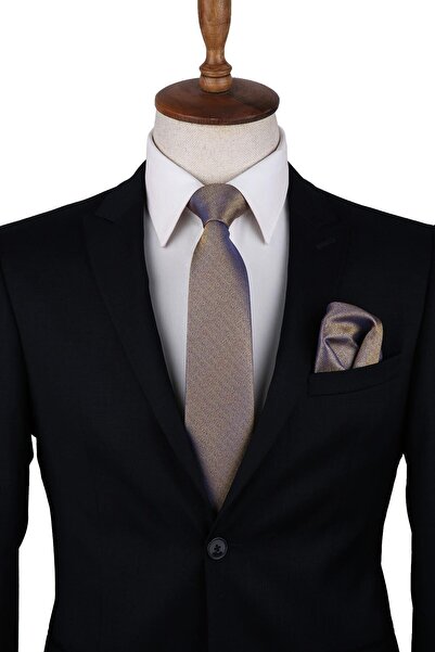 Kravatkolik Мъжка кърпа с жълт пясъчен мотив Класическа вратовръзка Kk10205