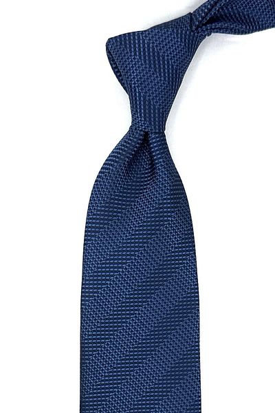 Kravatkolik Classic Tie with Blue Line Pattern Handkerchief KK12060