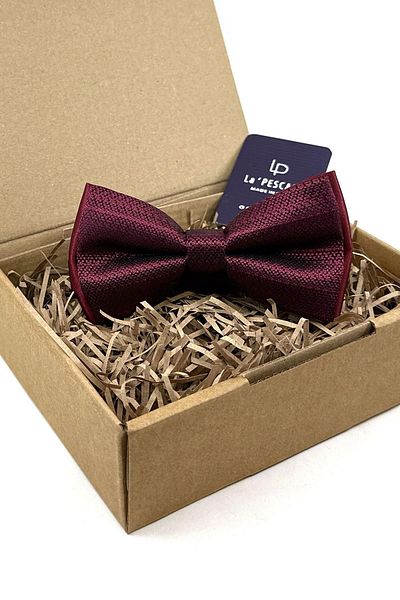 Kravatkolik Claret Red Self Pattern Bow Tie P1769