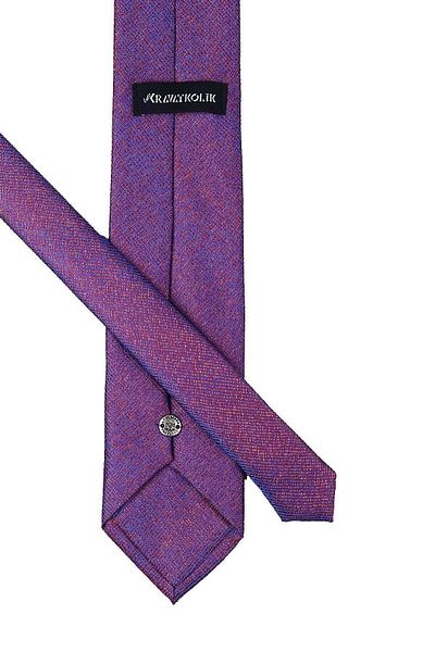 Kravatkolik Orange - Blue Sand Pattern Classic Tie with Handkerchief Kk9789