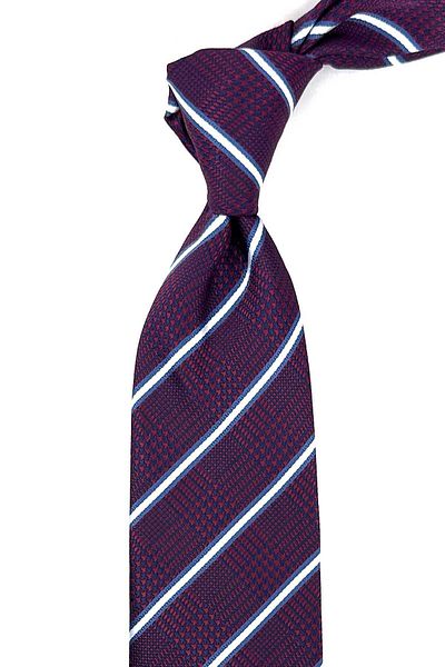 Kravatkolik Claret Red Line Pattern Classic Tie with Handkerchief KK12367