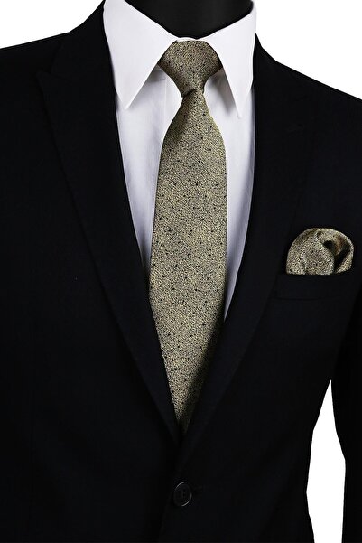 Kravatkolik Мъжка кърпа с жълт пясъчен мотив Класическа вратовръзка Kk9810