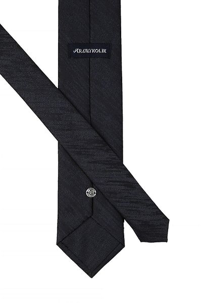 Kravatkolik Men's Black Motif Pattern Classic Necktie with Handkerchief Kk10523