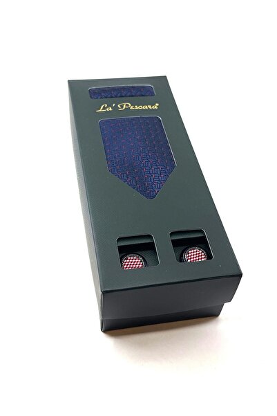 La Pescara Синій краватка з хусткою, різнокольорові запонки, подарунковий набір OS543