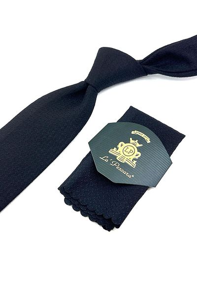 Kravatkolik Brown Small Pattern Classic Wool Tie with Handkerchief KK12104