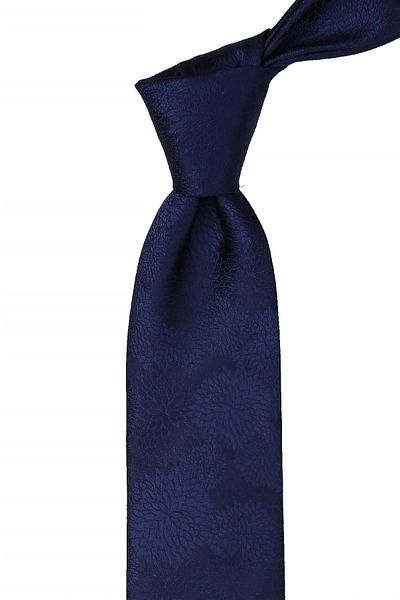 Kravatkolik Navy Blue Flower Pattern Classic Tie with Handkerchief Kk10465