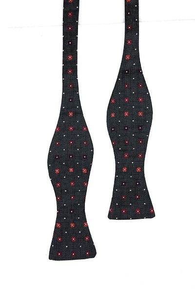 Kravatkolik Black Small Pattern Open Bow Tie AP134