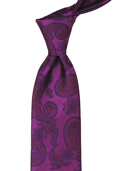 Kravatkolik Purple Shawl Pattern Classic Tie with Handkerchief Kk9874