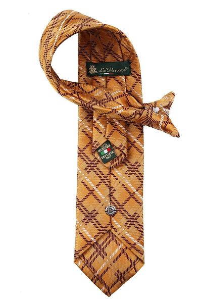 Kravatkolik Yellow Plaid Pattern Clip Tie KLP406