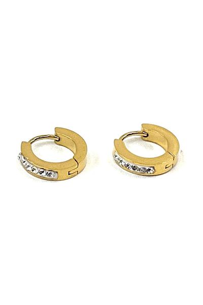 Kravatkolik Gold Color Jewelled Round Earrings EAR24