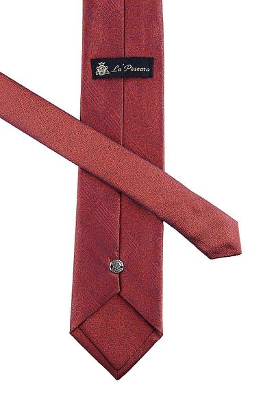 Kravatkolik Orange Classic Tie with Self Pattern Handkerchief Kk10262