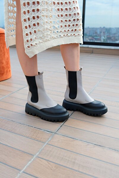 FOLLİNİ Cizme de damă din piele naturală bej